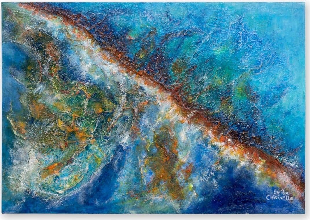 "El camino", técnica mixta sobre lienzo, 50 × 30 cm, 2024, de Emilia Chirivella